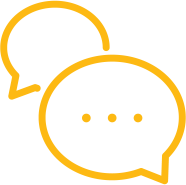 An icon of two yellow speech bubbles